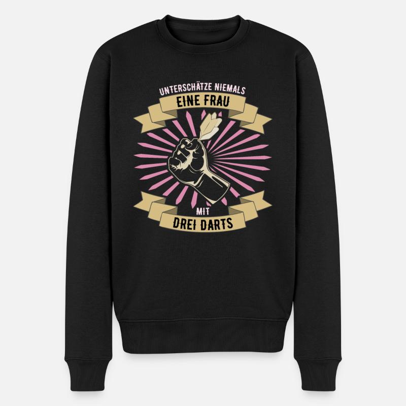 DARTS FRAU - Unterschätze niemals - Männer Premium Bio Pullover - Schwarz