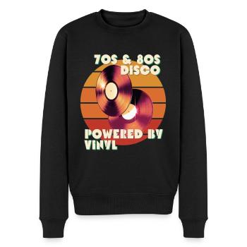 70er 80er Jahre Disco powered by Vinyl T-Shirt Italo Disco - Männer Premium Bio Pullover - Schwarz - Vorne - Nico (187cm)