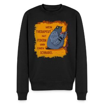 Therapeut mit Federn und Schnabel - Tauben - Männer Premium Bio Pullover - Schwarz - Vorne - Nico (187cm)