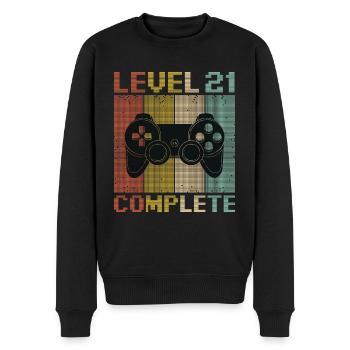 Level 21 Complete Gamer Zocker 21 Jahre - Männer Premium Bio Pullover - Schwarz - Vorne - Nico (187cm)