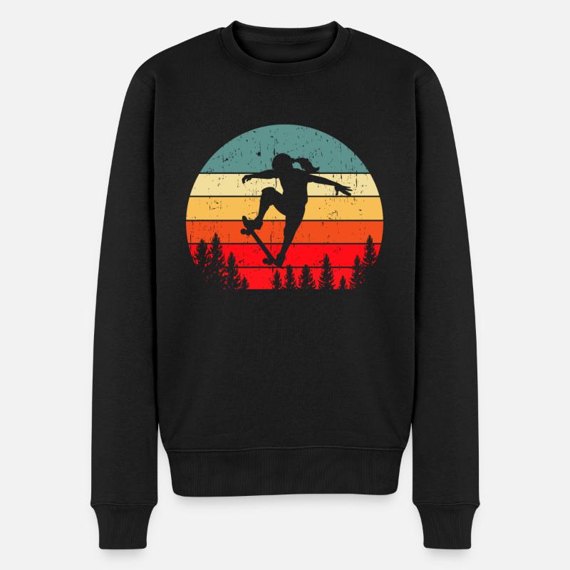 Skateboard Skater Girl Stunt Skater Mädchen - Männer Premium Bio Pullover - Schwarz