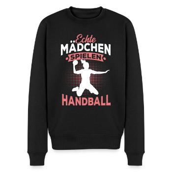 Echte Mädchen Spielen Handball Handballerin - Männer Premium Bio Pullover - Schwarz - Vorne - Nico (187cm)
