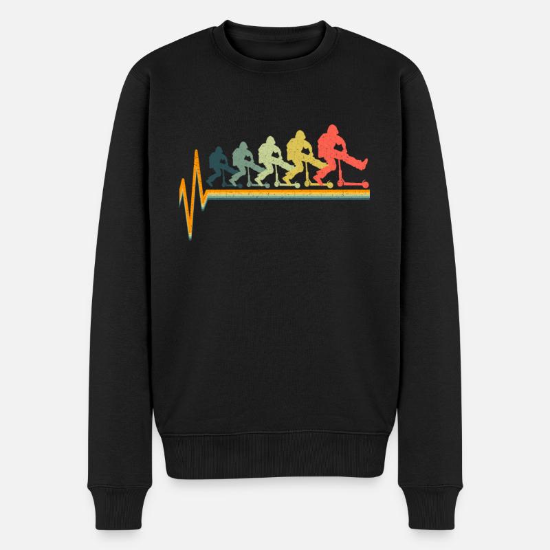 Scooter Stunt Retro Roller Geschenk Kinder - Männer Premium Bio Pullover - Schwarz