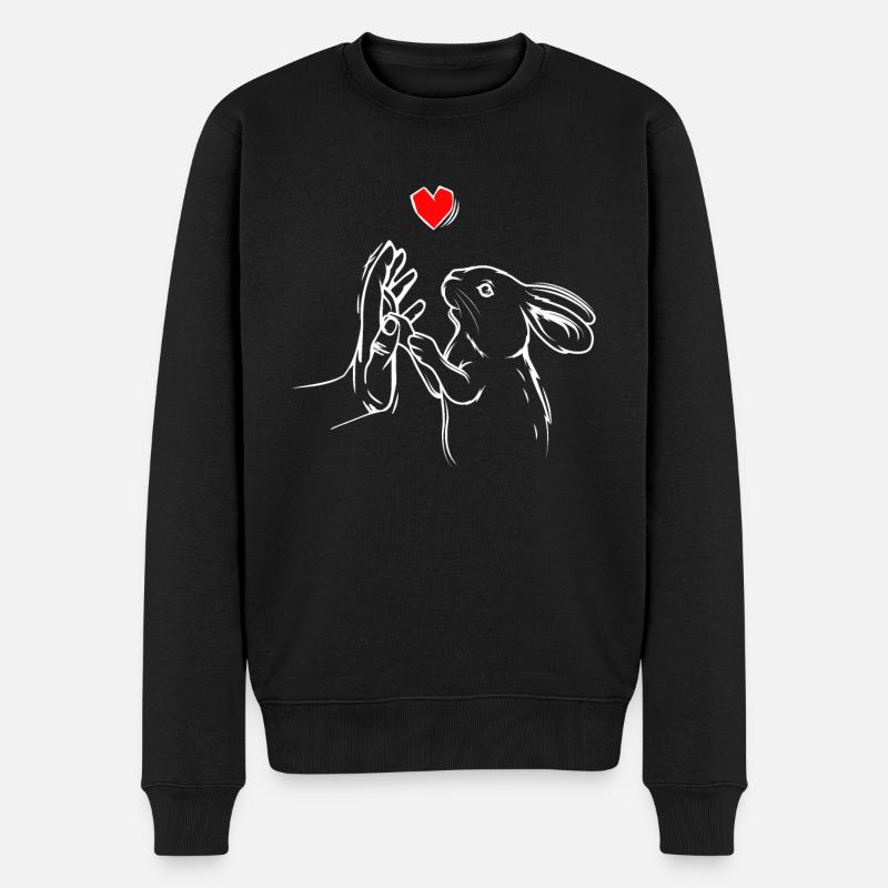 Hasen Liebe Süßer Hase Kaninchen - Männer Premium Bio Pullover - Schwarz