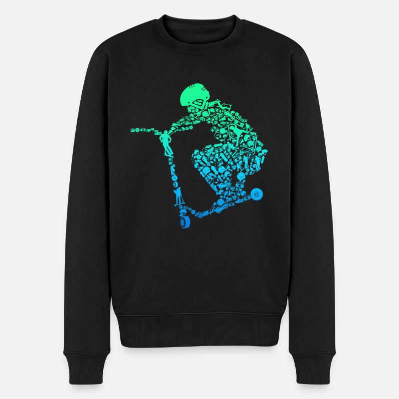 Scooter Roller Stunt Geschenk Jungen Kinder - Männer Premium Bio Pullover - Schwarz