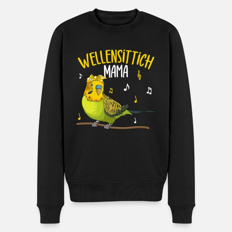 Wellensittich Mama Sittich Vogel - Männer Premium Bio Pullover - Schwarz