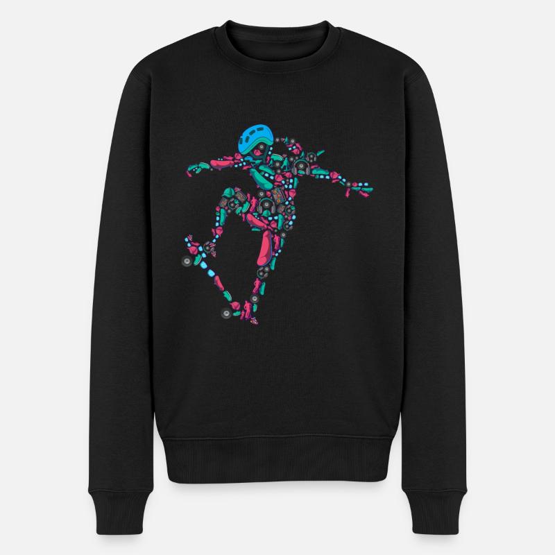 Skater Girl Skateboard Stunt Mädchen - Männer Premium Bio Pullover - Schwarz