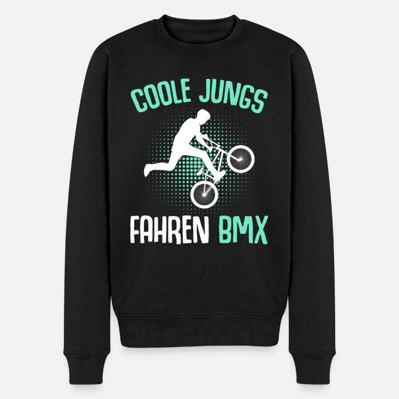 Coole Jungs fahren BMX Stunt Kinder - Männer Premium Bio Pullover - Schwarz