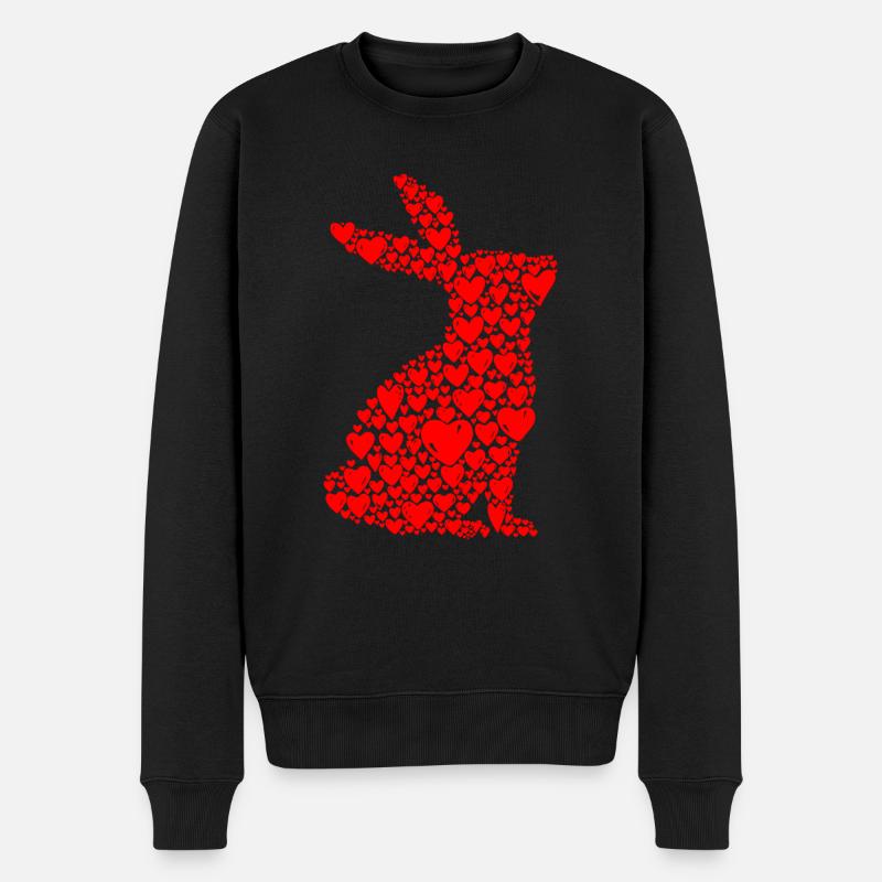 Hasen Liebe Hase Kaninchen Valentinstag - Männer Premium Bio Pullover - Schwarz