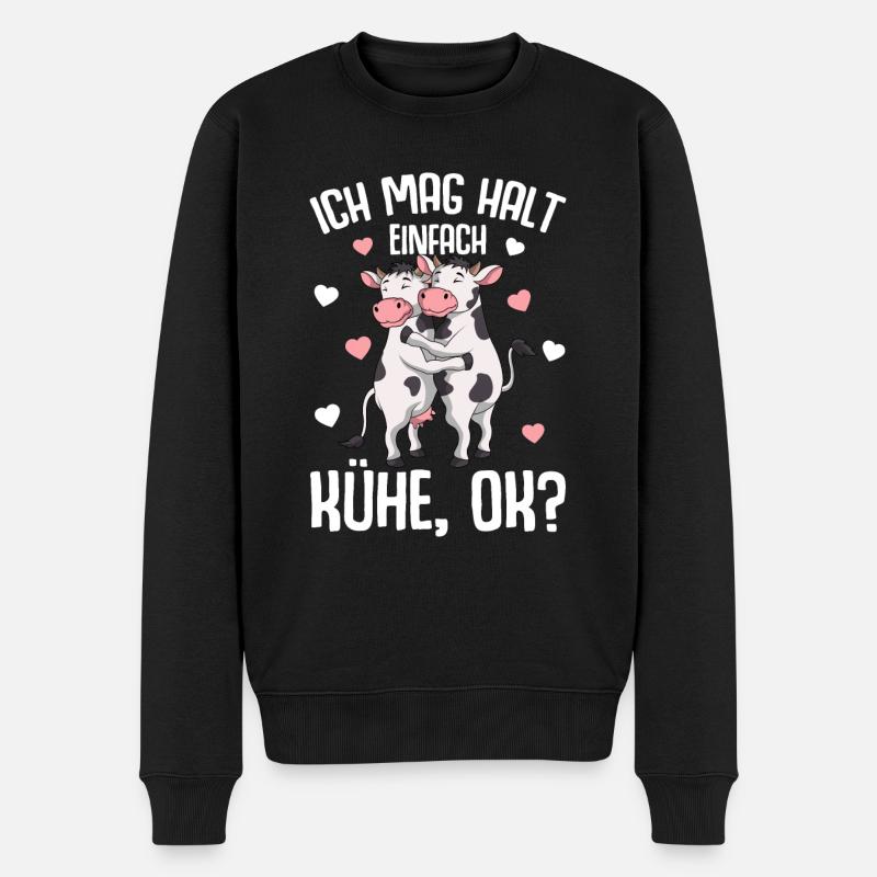 Kuh Ich mag halt Kühe Kinder Mädchen - Männer Premium Bio Pullover - Schwarz