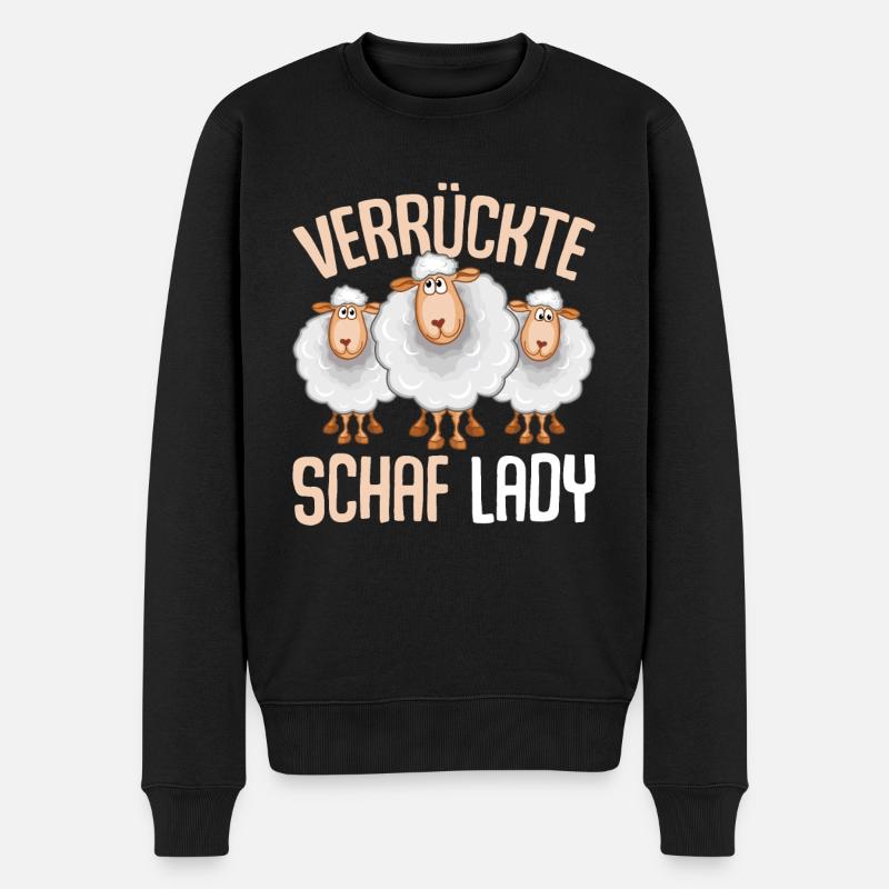 Verrückte Schaf Lady Schafe - Männer Premium Bio Pullover - Schwarz