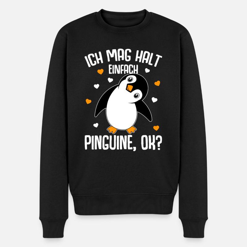 Ich mag halt Pinguine Kinder Damen Herren - Männer Premium Bio Pullover - Schwarz