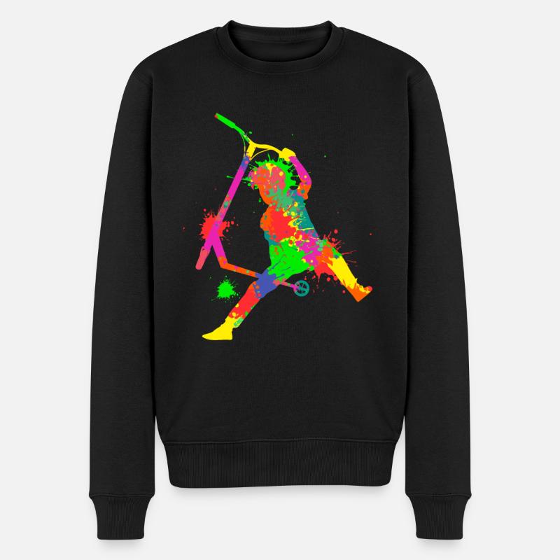 Stunt Scooter Tretroller E-Roller Kinder - Männer Premium Bio Pullover - Schwarz