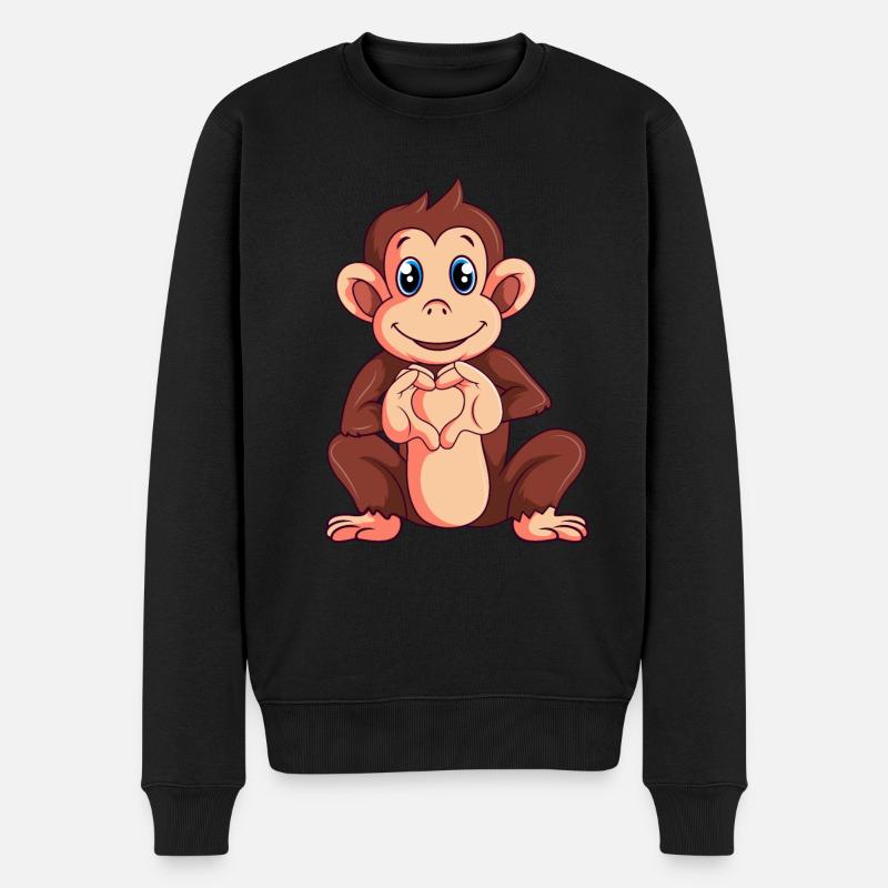 Monkey Lovers Filles Garçons Enfants - Pull Premium bio Homme - noir