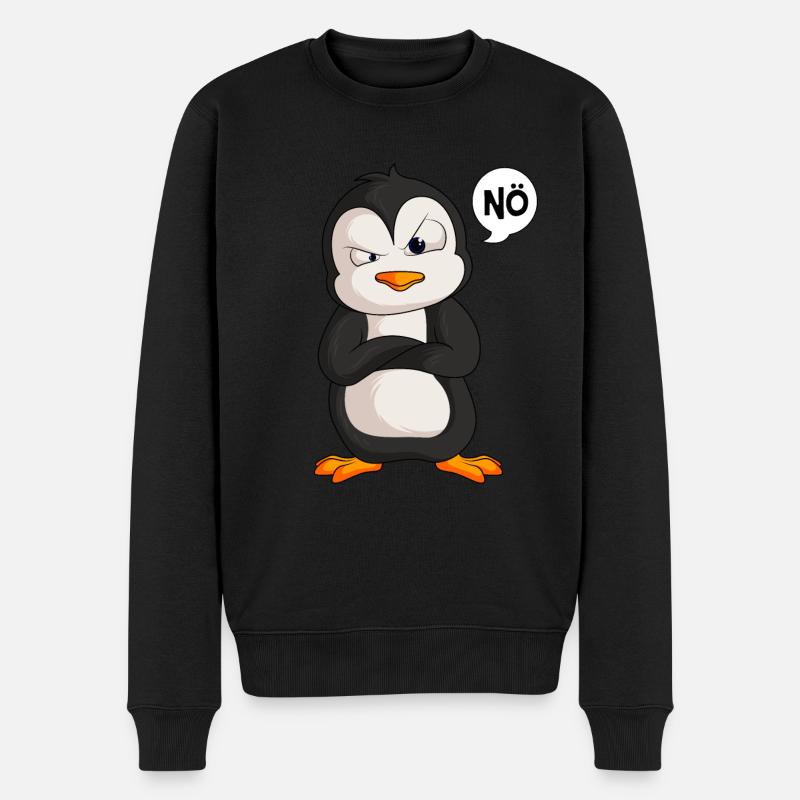 Pinguin Nö Kinder Mädchen Jungen - Männer Premium Bio Pullover - Schwarz