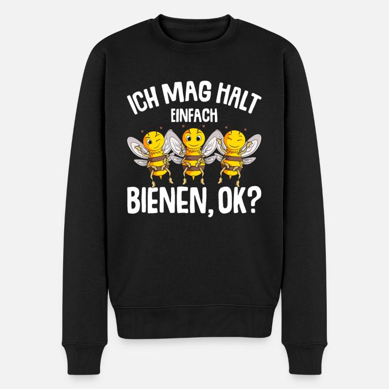 Ich mag halt Bienen Kinder Mädchen Damen Biene - Männer Premium Bio Pullover - Schwarz