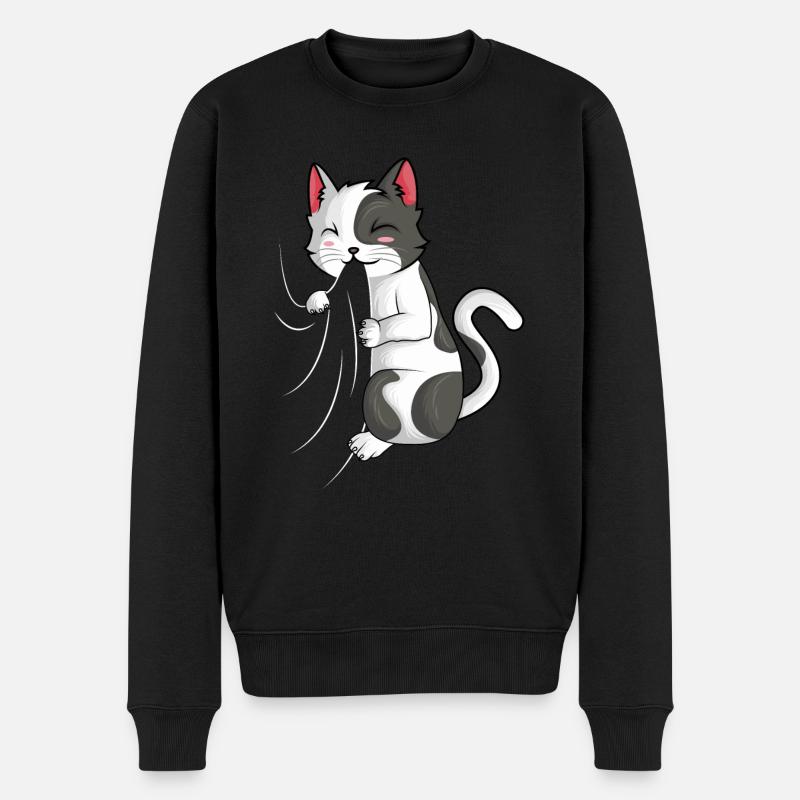 Katzen Kätzchen Katzenliebhaber Mädchen Kinder - Männer Premium Bio Pullover - Schwarz