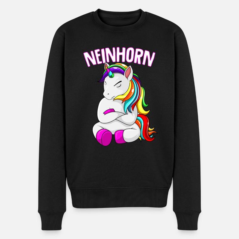 Einhorn Unicorn Kinder Mädchen - Männer Premium Bio Pullover - Schwarz