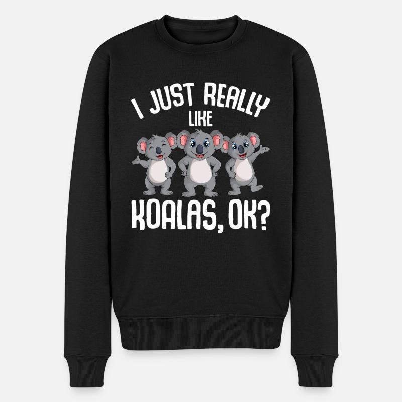 Koala Liebhaber - Männer Premium Bio Pullover - Schwarz