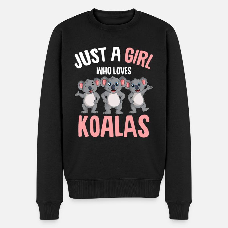 Koala Mädchen - Männer Premium Bio Pullover - Schwarz