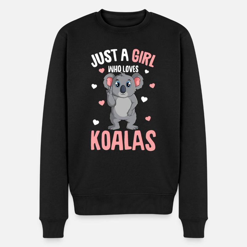 Koala Mädchen - Männer Premium Bio Pullover - Schwarz