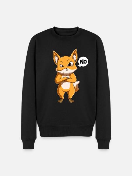 Fuchs Kinder Jungen - Männer Premium Bio Pullover - Schwarz