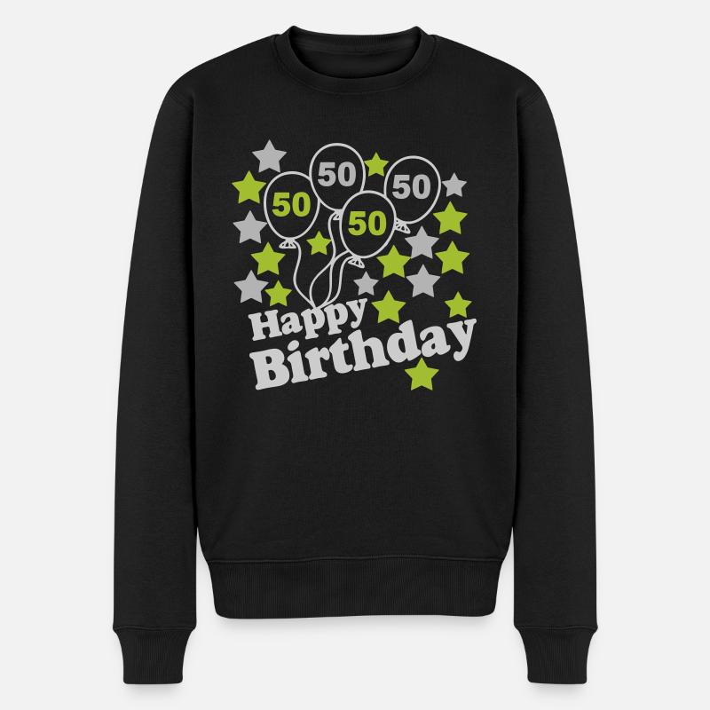 50.Geburtstag , 50 Jahre , Happy Birthday Star (25 - Männer Premium Bio Pullover - Schwarz