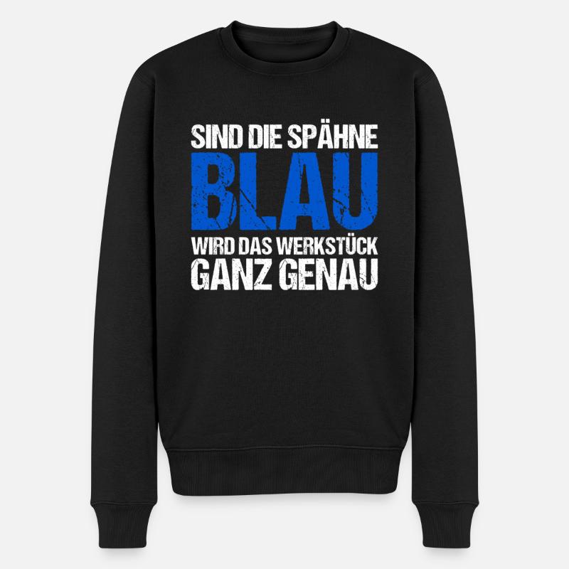 Mechaniker -Spähne Blau Werkstück Genau Fräse - Männer Premium Bio Pullover - Schwarz