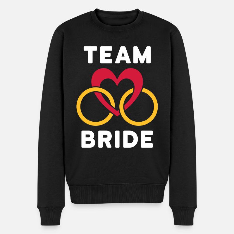 Team bride (Herz, zwei Ringe) - Männer Premium Bio Pullover - Schwarz