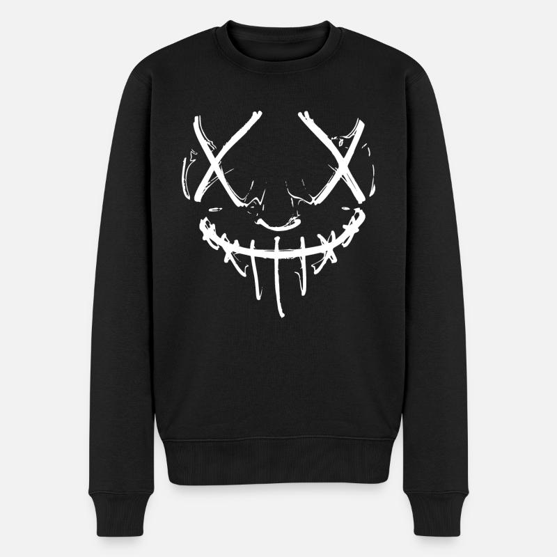 gruselige Horror Maske Halloween Purge Optik - Männer Premium Bio Pullover - Schwarz