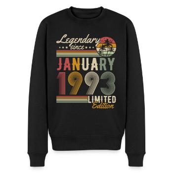 Janvier 1993 Vintage Anniversaire Rétro - Pull Premium bio Homme - noir - Devant - Nico (187cm)