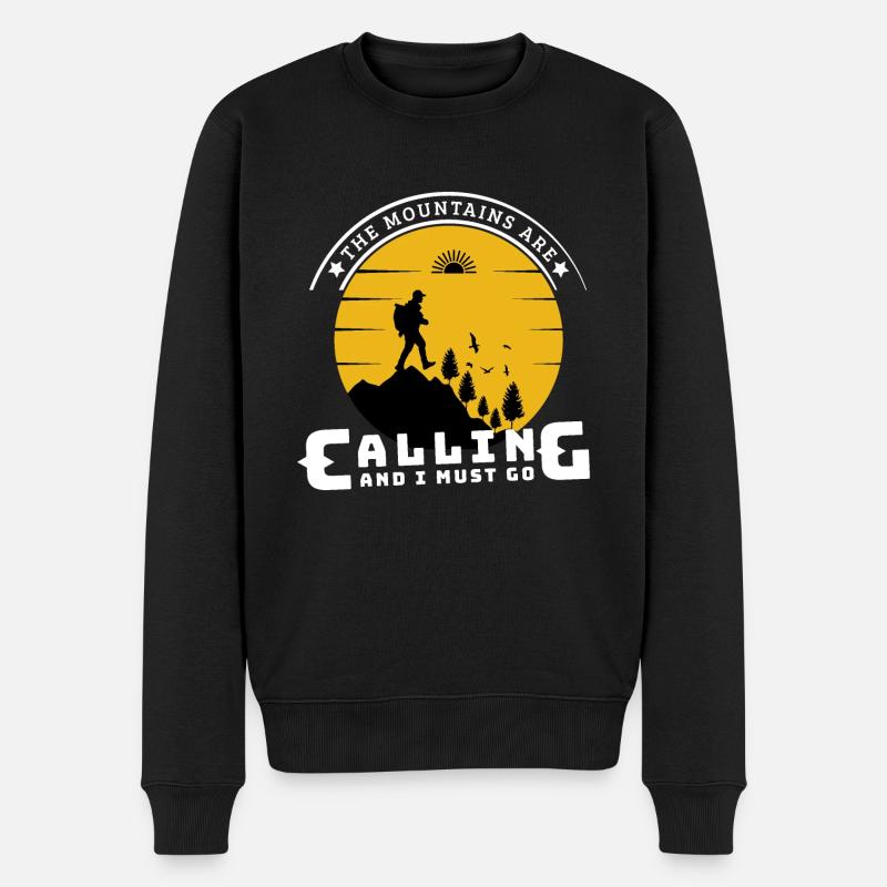 Die Berge rufen - Männer Premium Bio Pullover - Schwarz