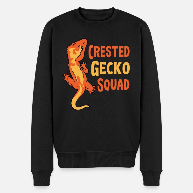Crested Gecko Squad Nette Reptilien-Echse - Männer Premium Bio Pullover - Schwarz