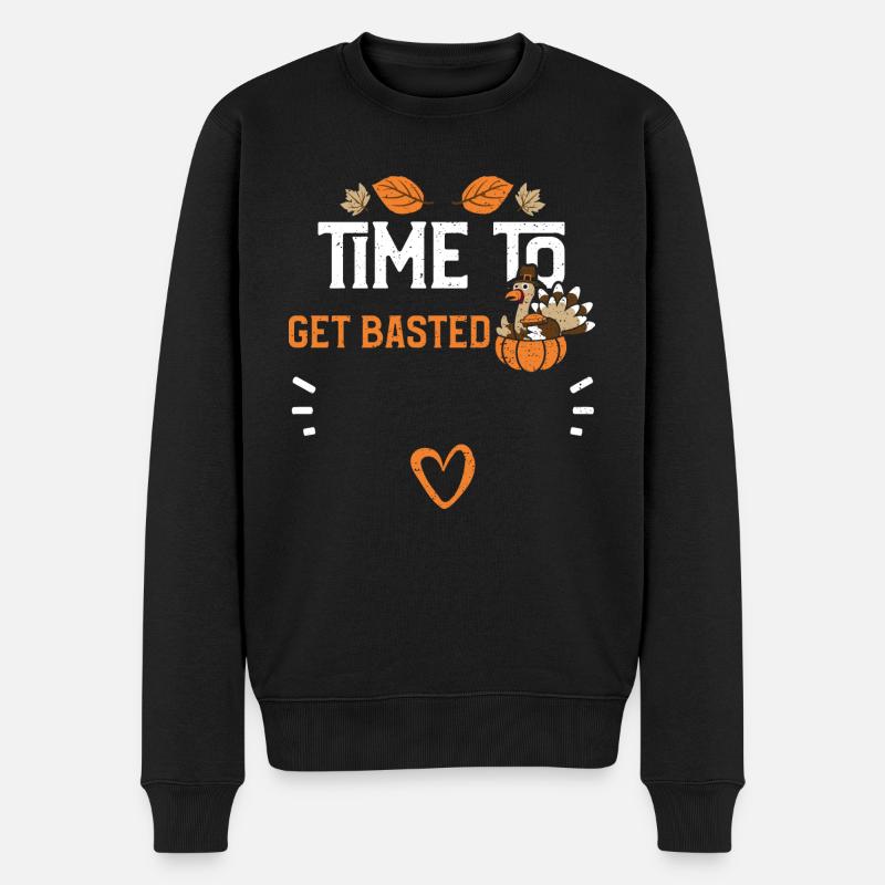 Time to get basted - Thanksgiving - Männer Premium Bio Pullover - Schwarz