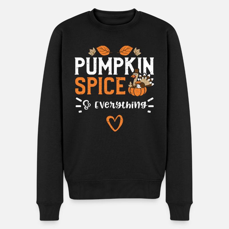 Pumpkin Spice & Everything - Männer Premium Bio Pullover - Schwarz
