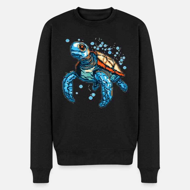 Turtle est composé de pixels - Pull Premium bio Homme - noir