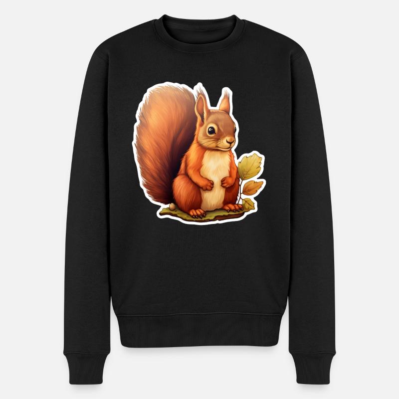 Eichhörnchen niedlich - Männer Premium Bio Pullover - Schwarz