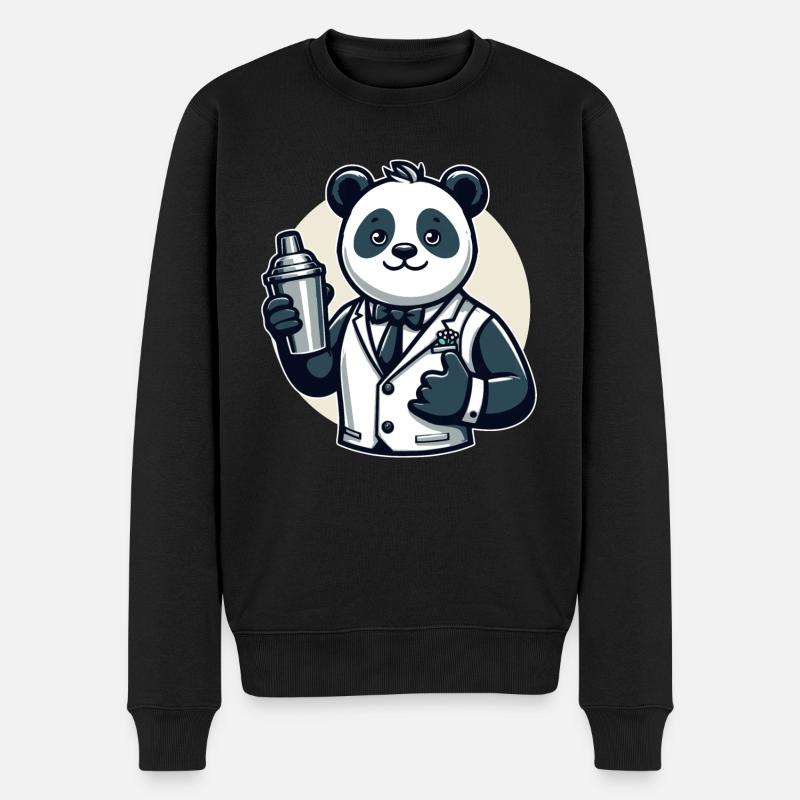 Panda Bär Cocktail Shaker - Männer Premium Bio Pullover - Schwarz