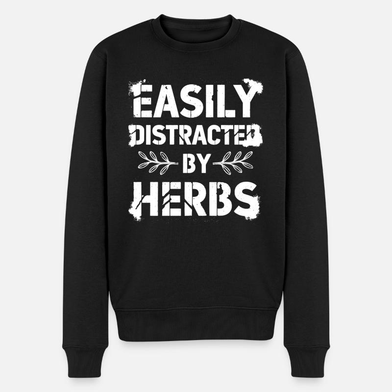 Herb lover: Easily distracted - Men's Premium Organic Jumper - black