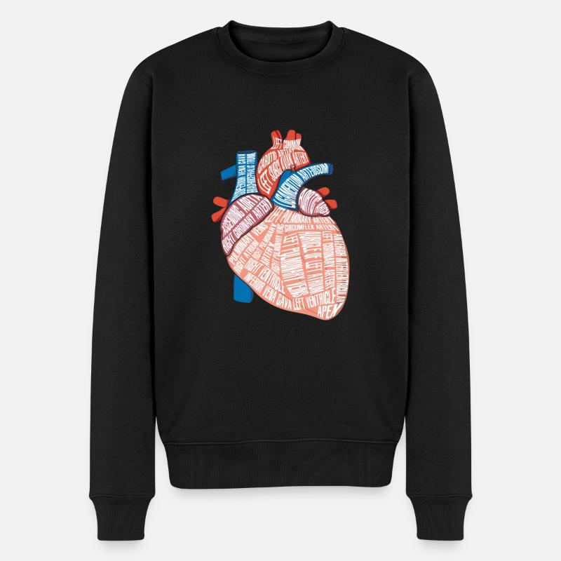 Herz Anatomie Biologe Herzschlag Medizin Geschenk - Männer Premium Bio Pullover - Schwarz