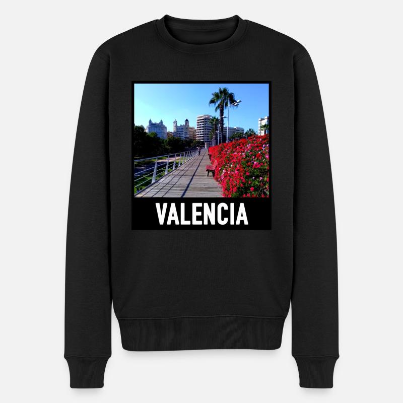 Blumenbrücke in Valencia - Männer Premium Bio Pullover - Schwarz