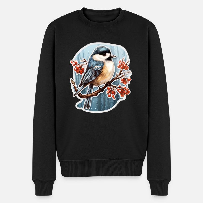 Kohlmeise im Winter - Männer Premium Bio Pullover - Schwarz