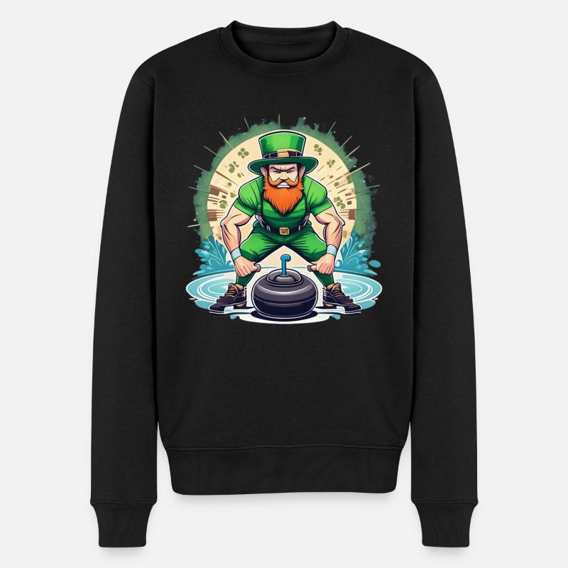 St. Patrick's Day Kleeblatt Curling - Männer Premium Bio Pullover - Schwarz