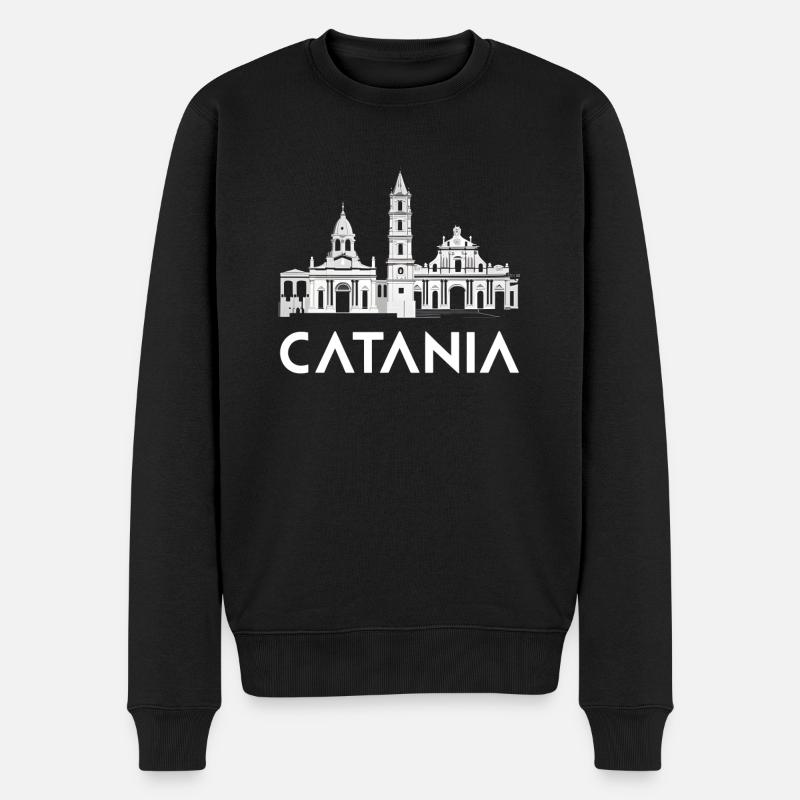 Skyline Sizilien - Männer Premium Bio Pullover - Schwarz