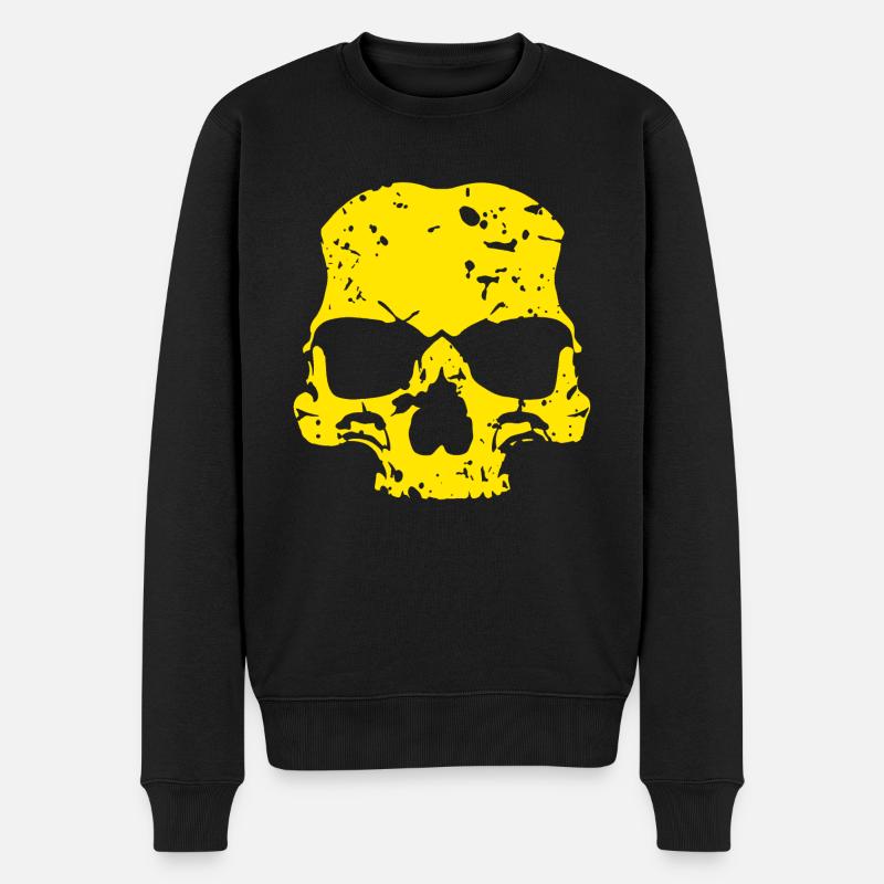 Crâne jaune - Pull Premium bio Homme - noir
