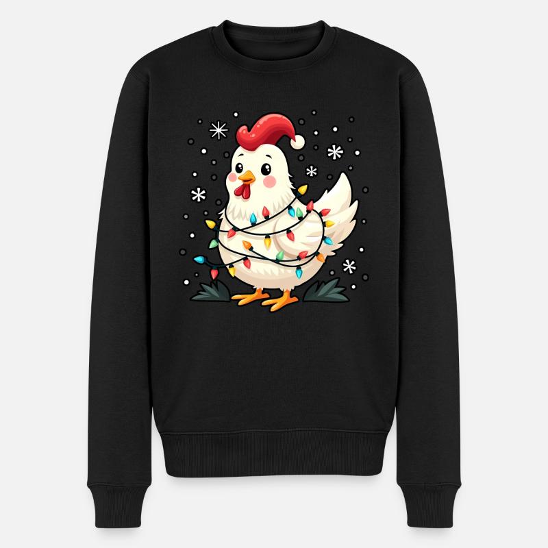 Huhn Weihnachten Hühnerliebhaber Geschenk - Männer Premium Bio Pullover - Schwarz