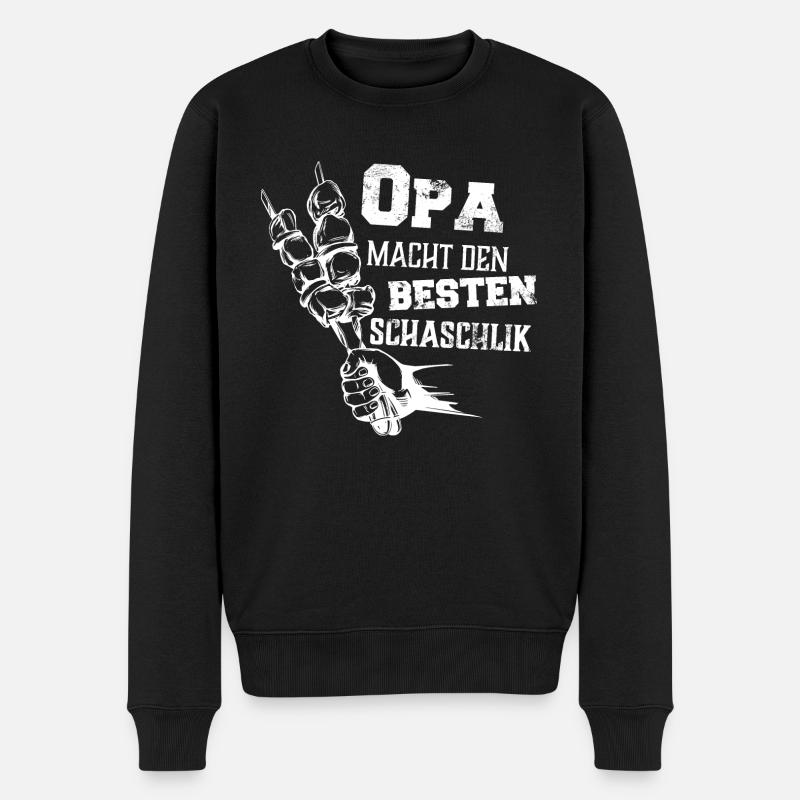Opa macht den besten Schaschlik Grill Geschenk - Männer Premium Bio Pullover - Schwarz