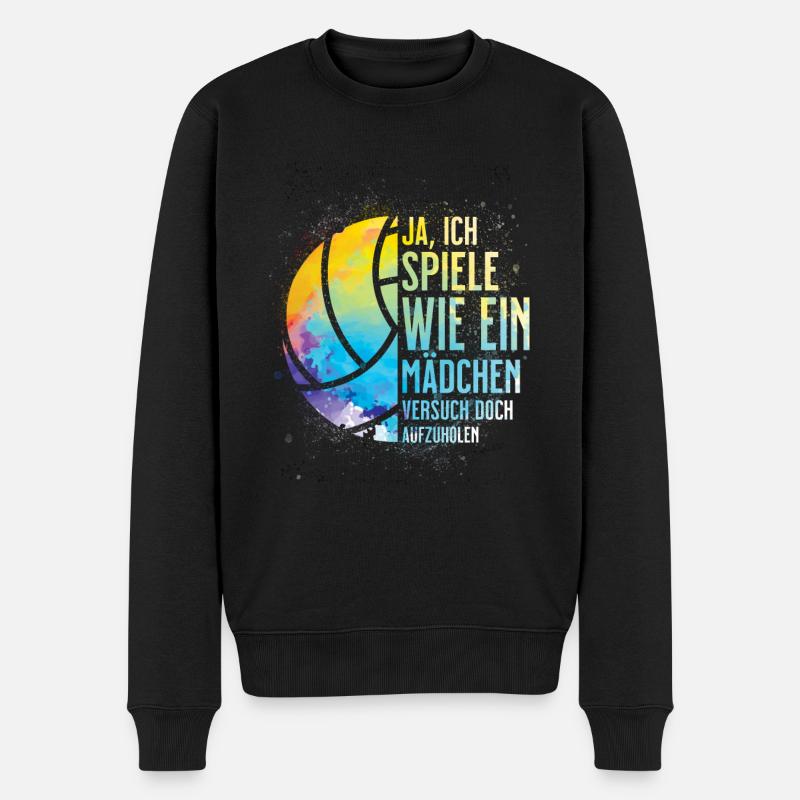 Play like a girl - Volleyball Sand Sport Mädchen - Männer Premium Bio Pullover - Schwarz