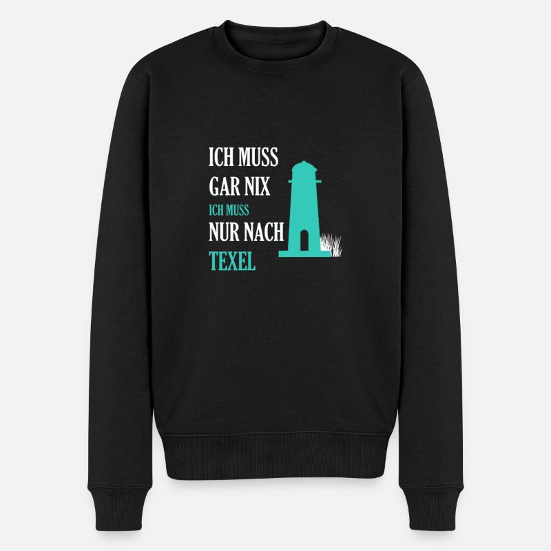 Texel Leuchtturm - Männer Premium Bio Pullover - Schwarz