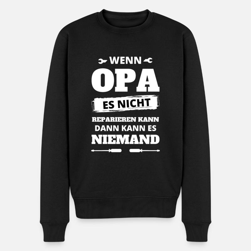 Opa Handwerker Reparieren Vatertag - Männer Premium Bio Pullover - Schwarz